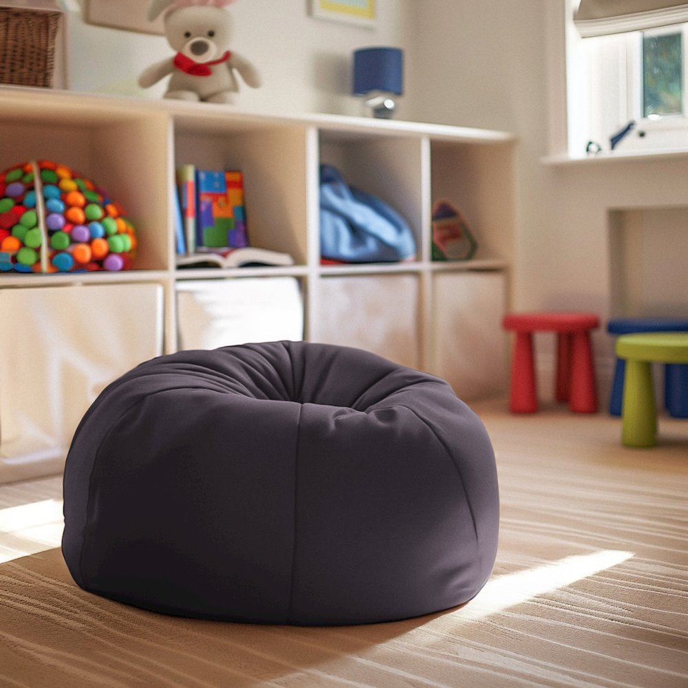 Small Solid Gray Refillable Bean Bag Chair for Kids and Teens. Picture 6