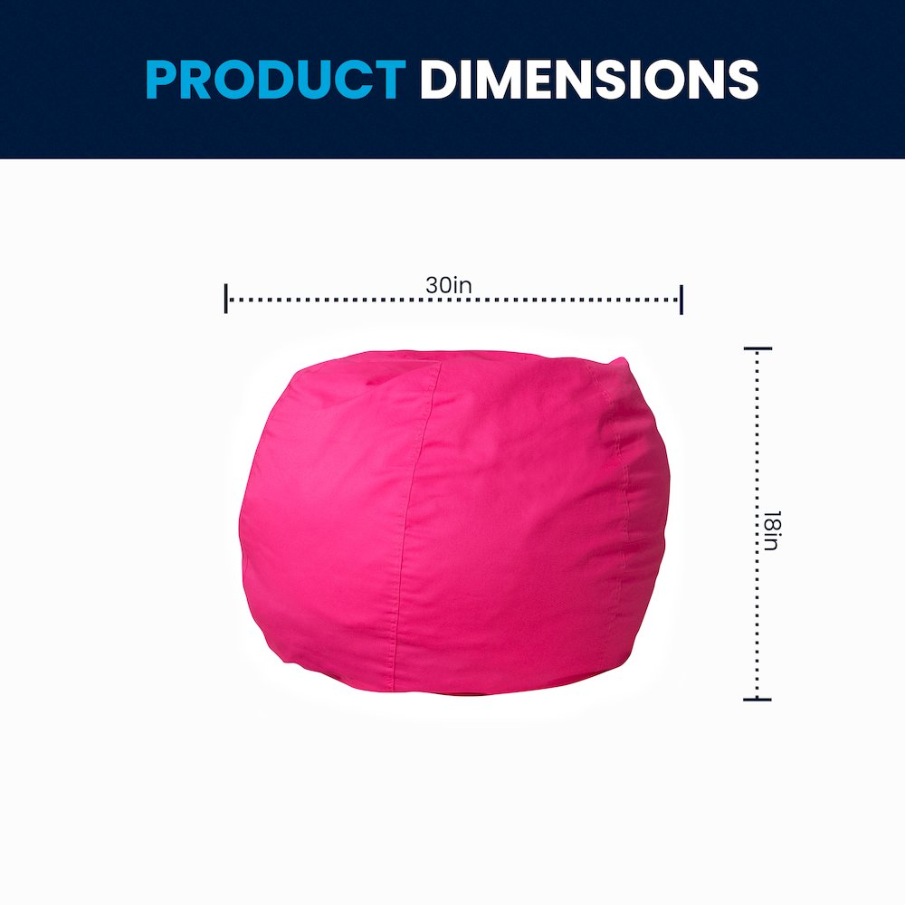 Small Solid Hot Pink Refillable Bean Bag Chair for Kids and Teens. Picture 2