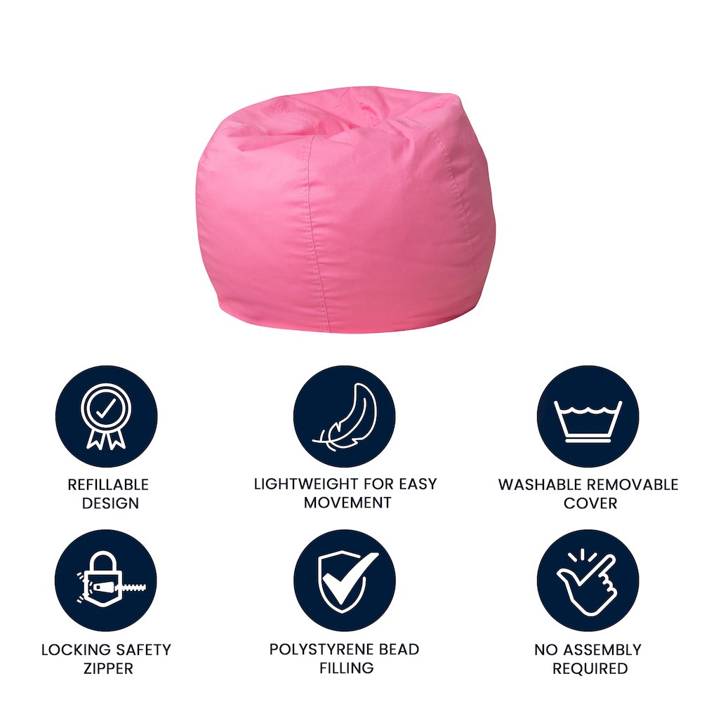 Small Solid Light Pink Refillable Bean Bag Chair for Kids and Teens. Picture 5