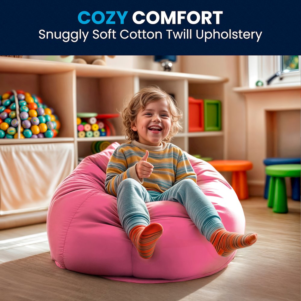 Small Solid Light Pink Refillable Bean Bag Chair for Kids and Teens. Picture 7
