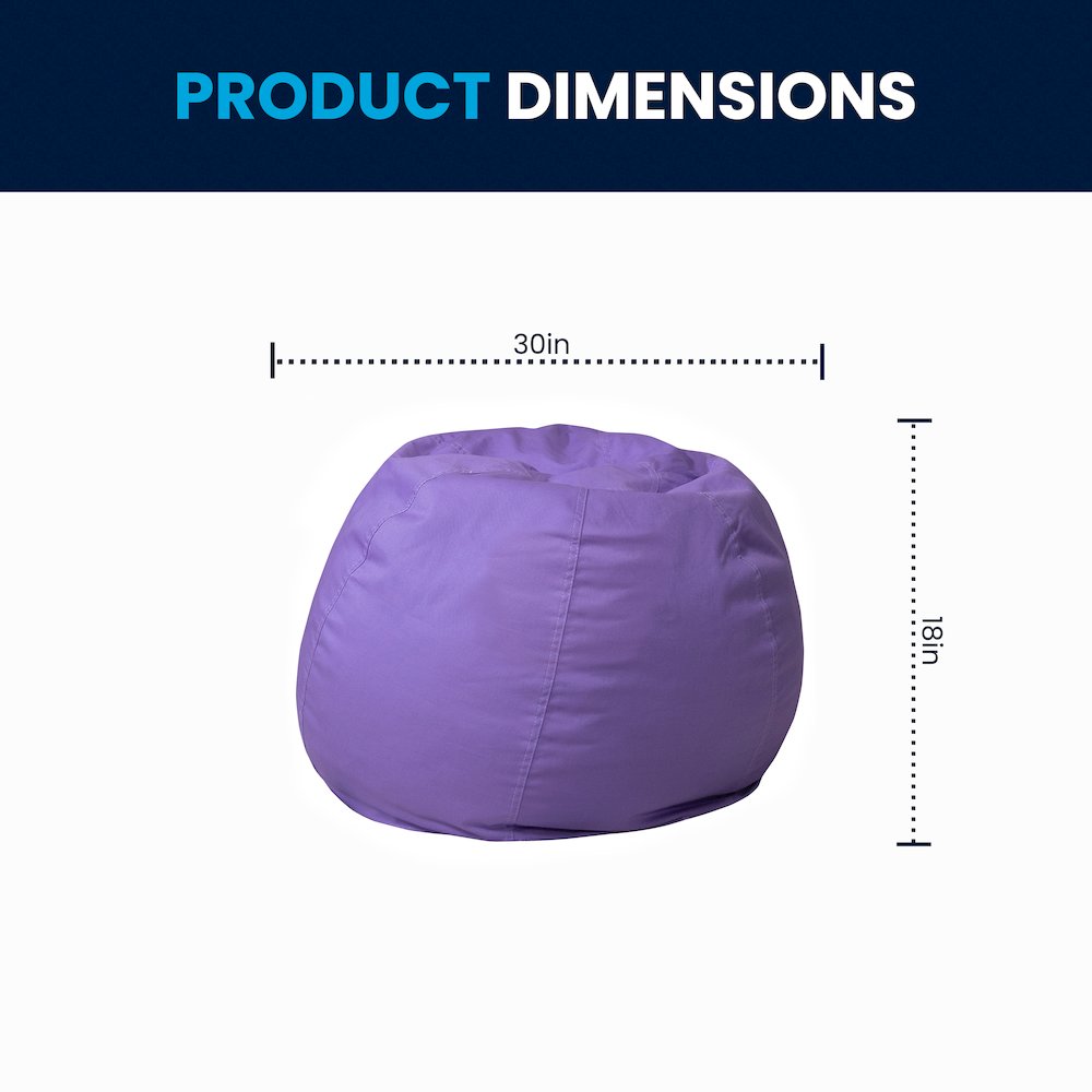 Small Solid Purple Refillable Bean Bag Chair for Kids and Teens. Picture 8