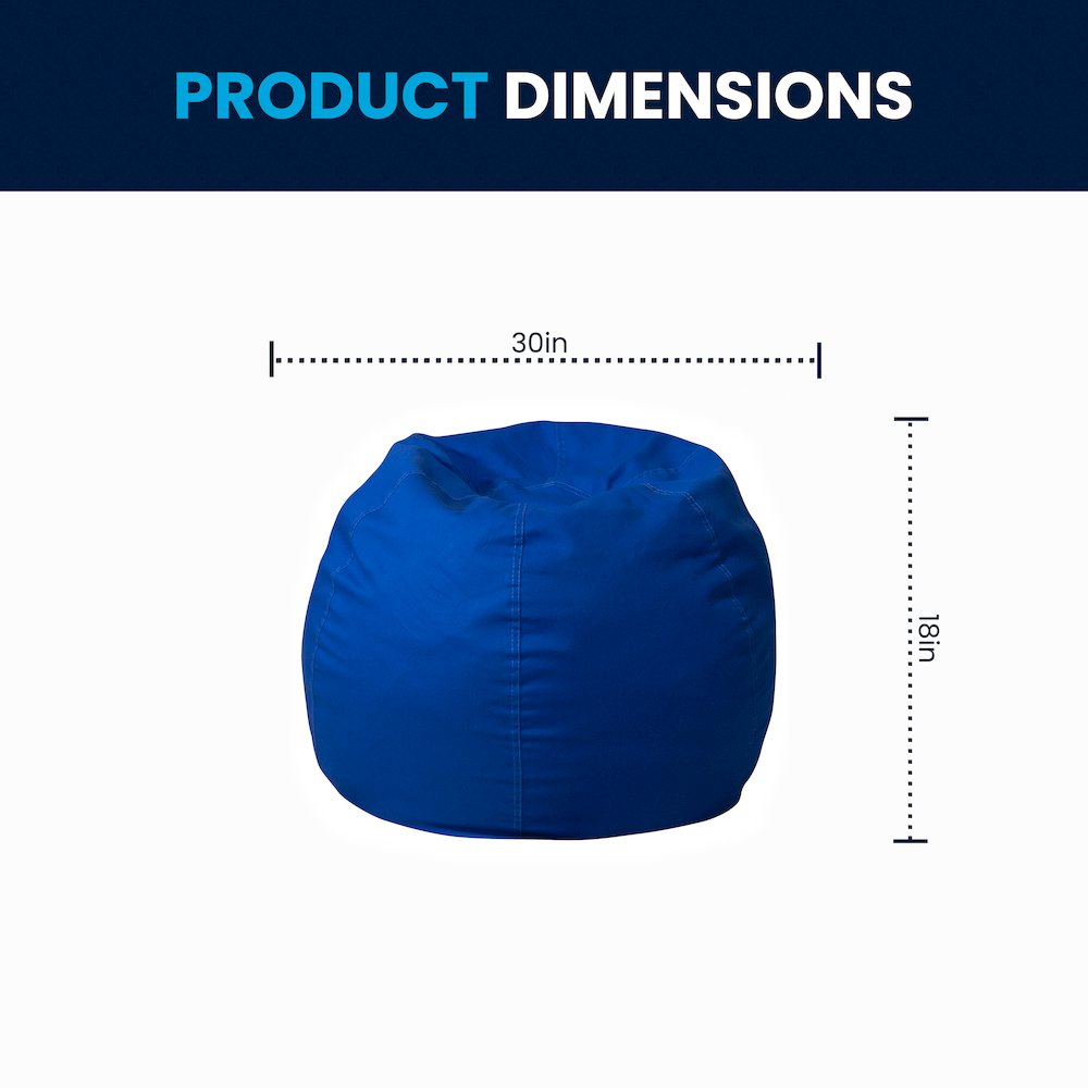 Small Solid Royal Blue Refillable Bean Bag Chair for Kids and Teens. Picture 2