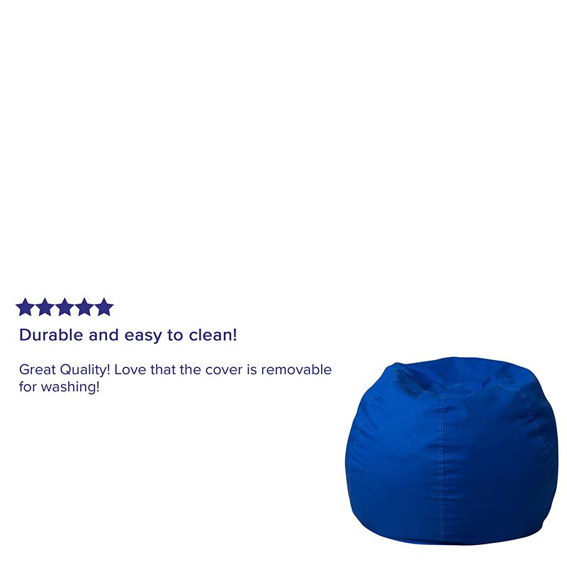 Small Solid Royal Blue Refillable Bean Bag Chair for Kids and Teens. Picture 8