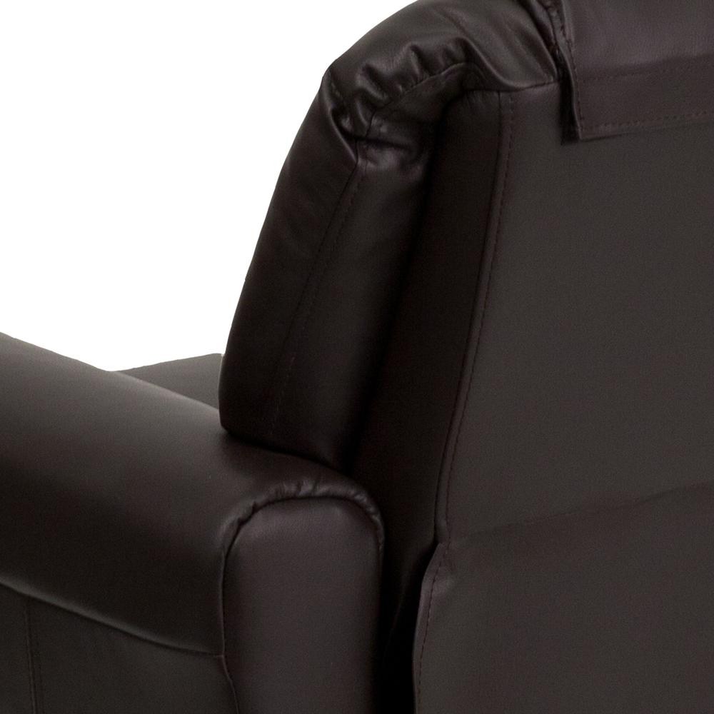 Contemporary Brown LeatherSoft Kids Recliner with Cup Holder and Headrest. Picture 9