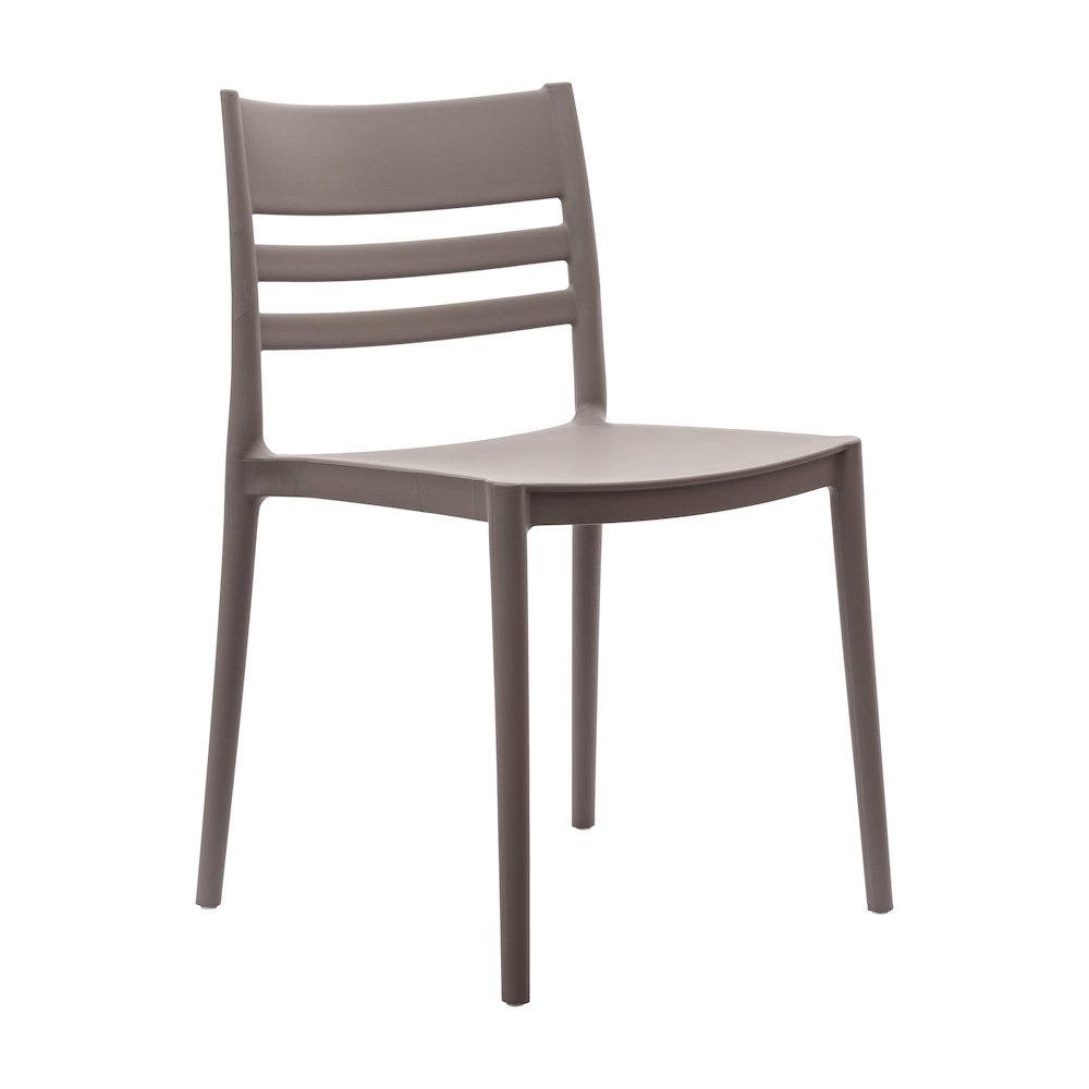 Bridgeport Stacking Patio Chair with Slatted Backrest in Gray. Picture 1