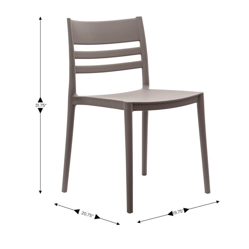 Bridgeport Stacking Patio Chair with Slatted Backrest in Gray. Picture 4