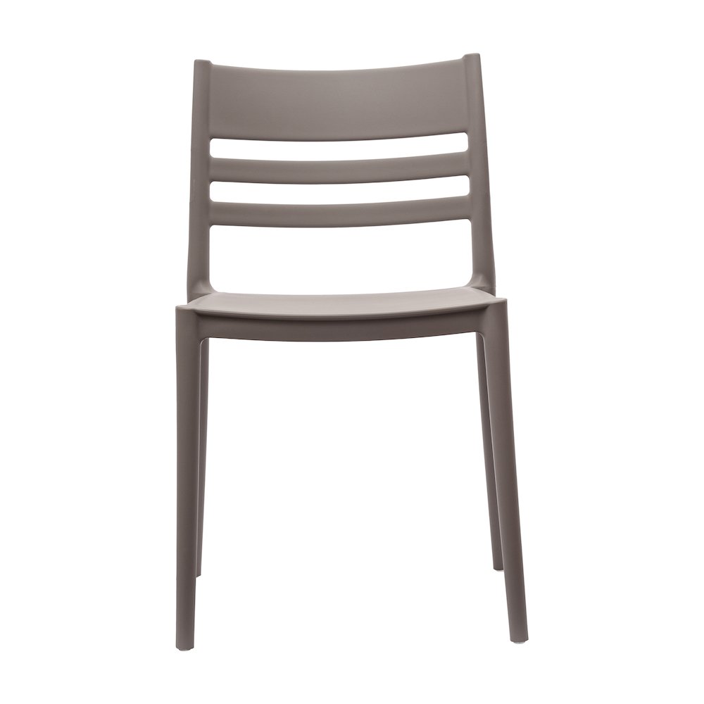Bridgeport Stacking Patio Chair with Slatted Backrest in Gray. Picture 9