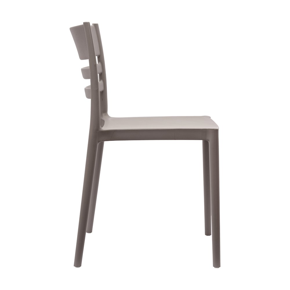 Bridgeport Stacking Patio Chair with Slatted Backrest in Gray. Picture 8