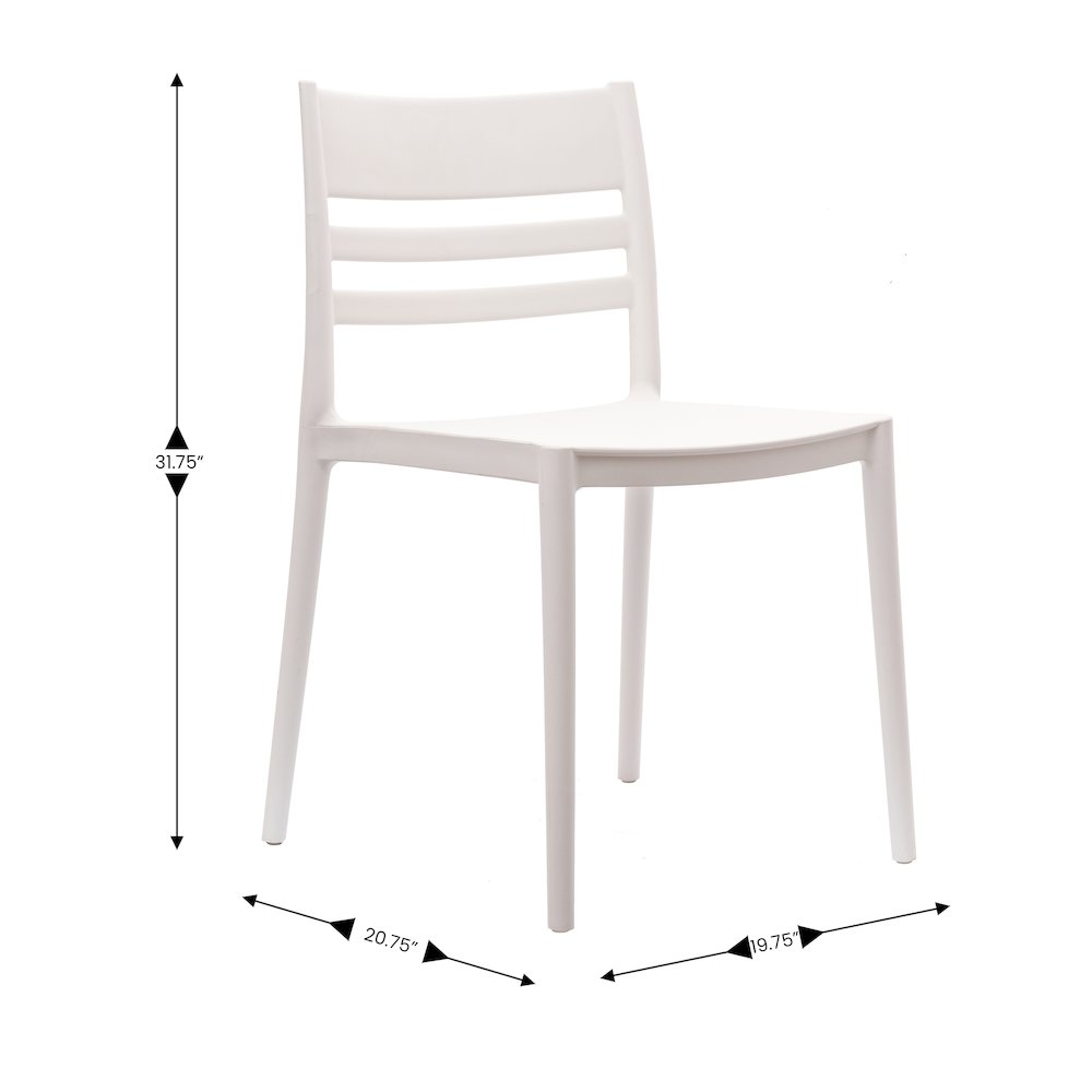 Bridgeport Stacking Patio Chair with Slatted Backrest in White. Picture 4