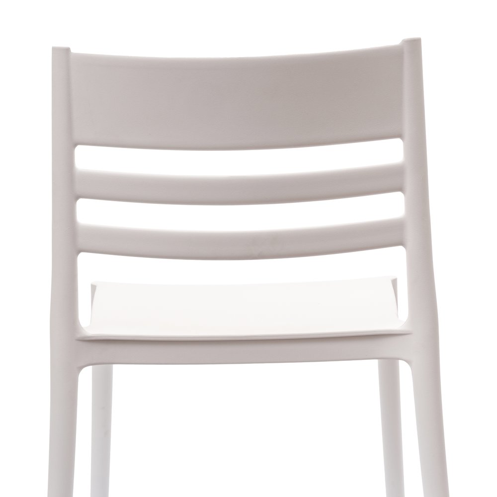 Bridgeport Stacking Patio Chair with Slatted Backrest in White. Picture 10
