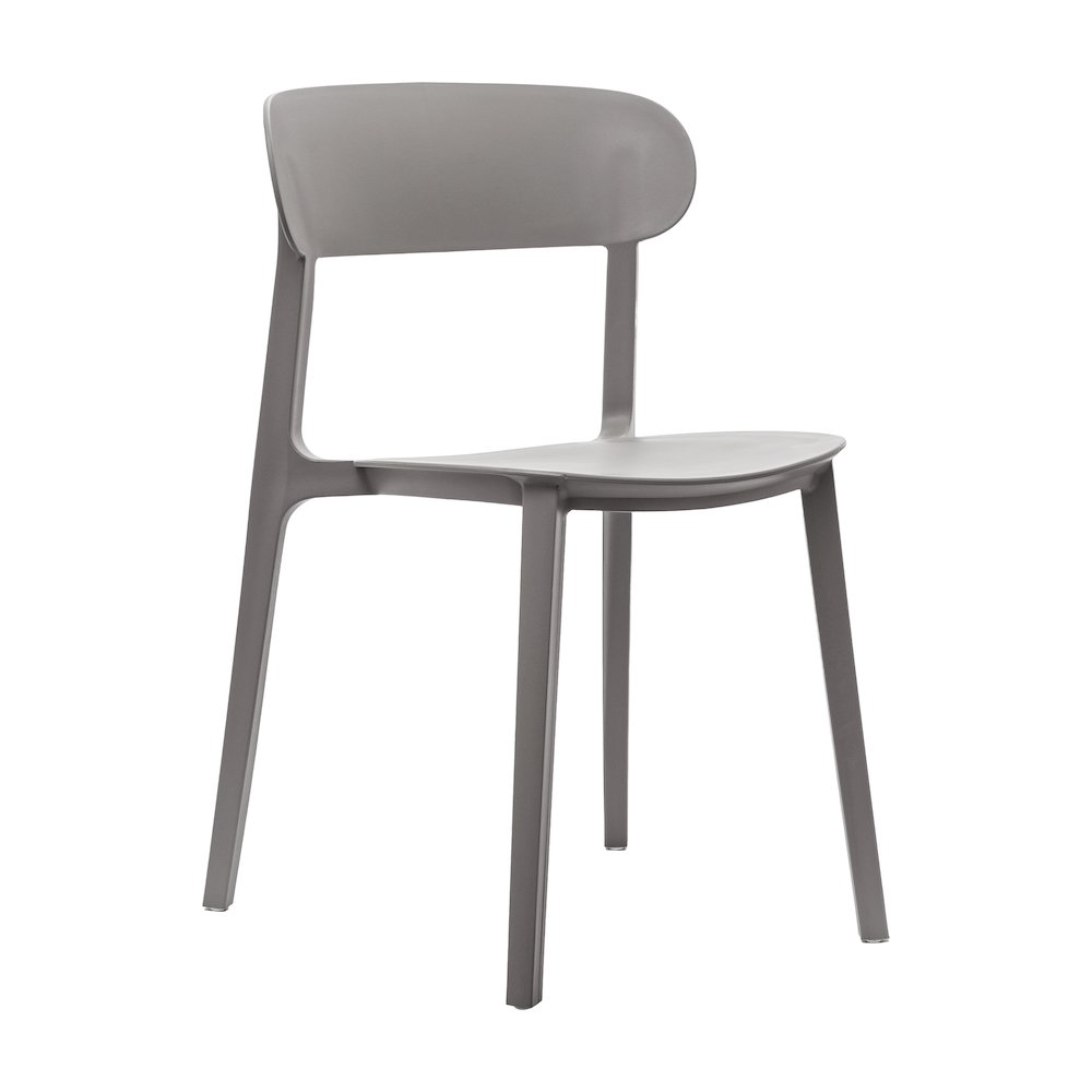 Dover Stacking Patio Chair with Curved Backrest in Gray. Picture 1