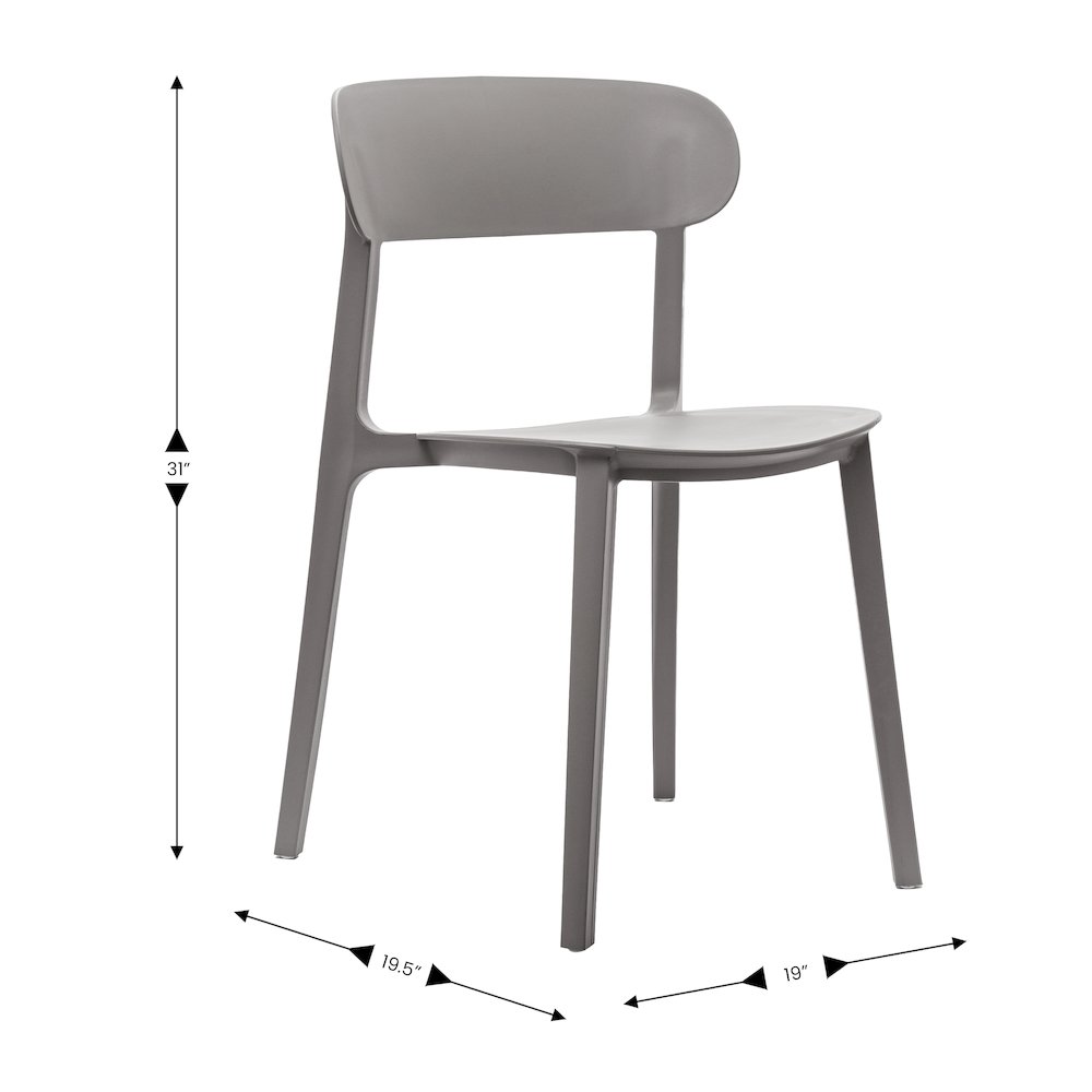 Dover Stacking Patio Chair with Curved Backrest in Gray. Picture 4