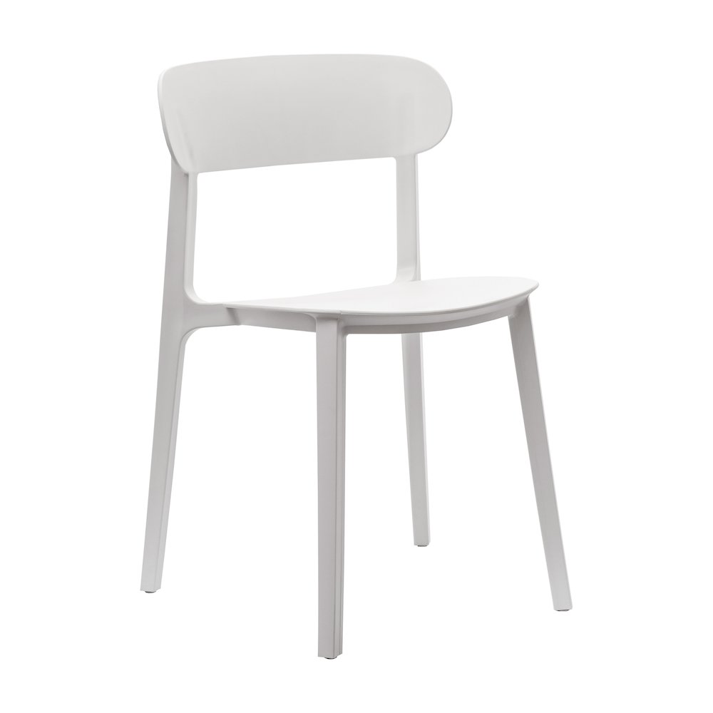 Dover Stacking Patio Chair with Curved Backrest in White. Picture 1