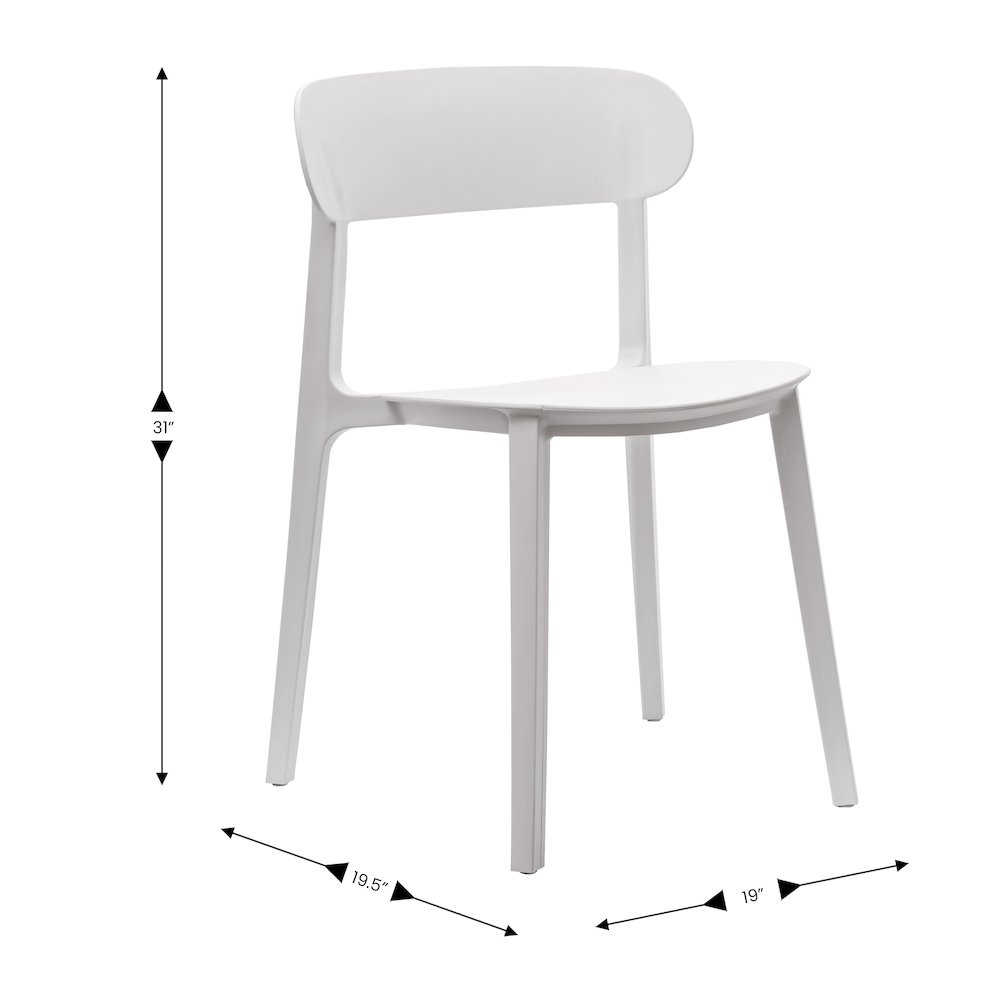 Dover Stacking Patio Chair with Curved Backrest in White. Picture 4