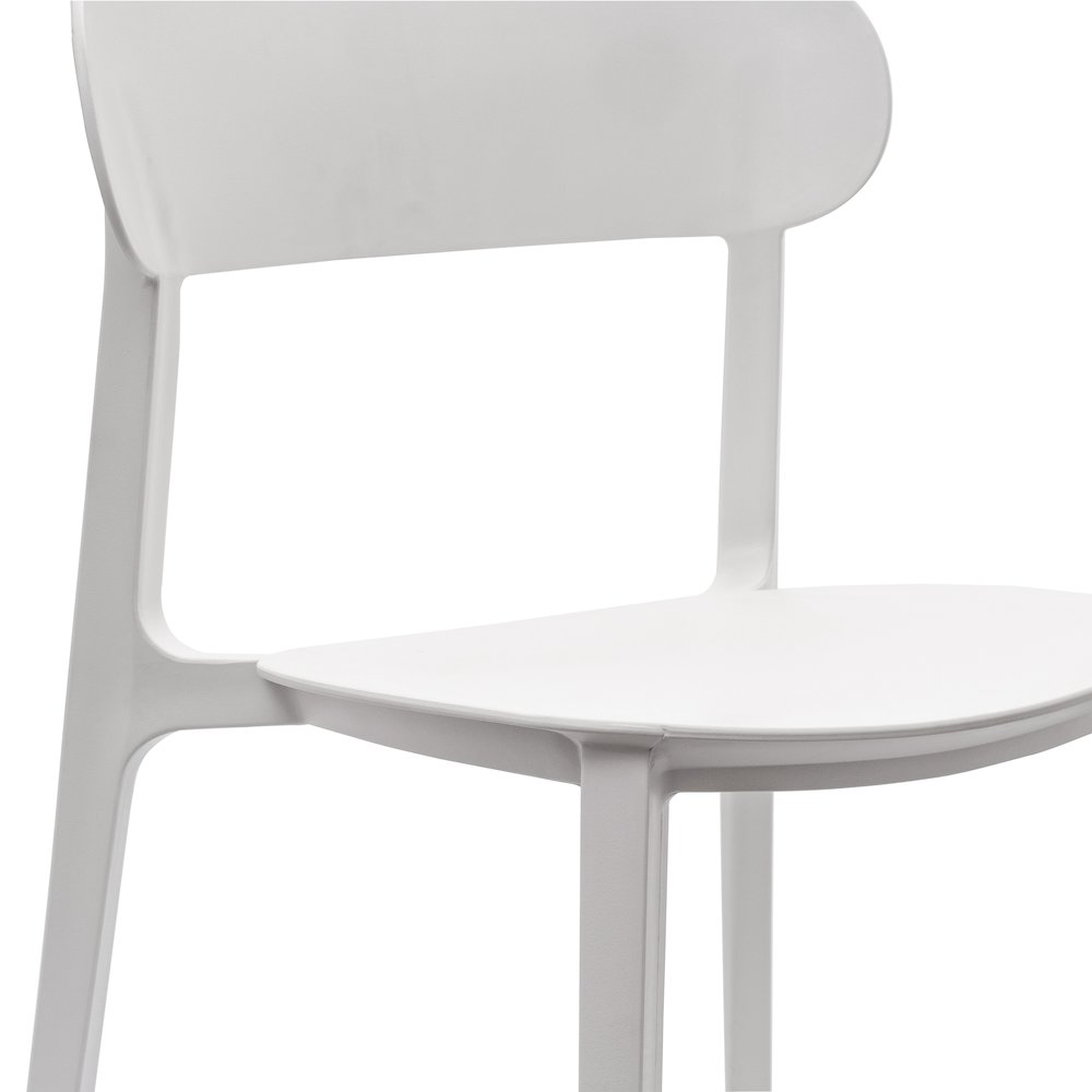 Dover Stacking Patio Chair with Curved Backrest in White. Picture 7