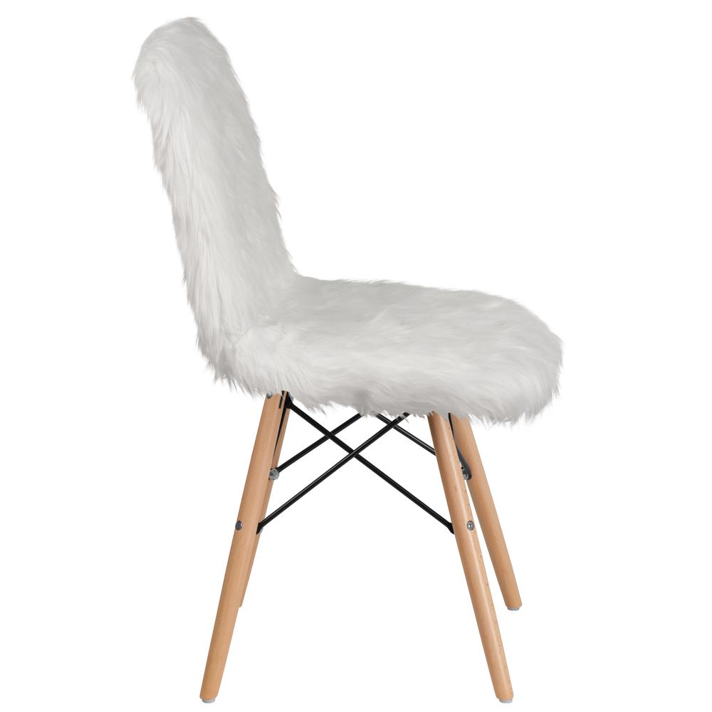 Shaggy Dog White Accent Chair. Picture 3