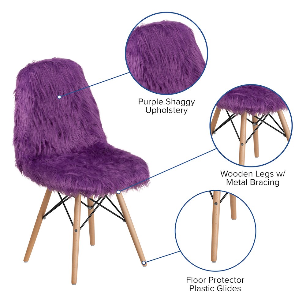 Shaggy Dog Purple Accent Chair. Picture 5