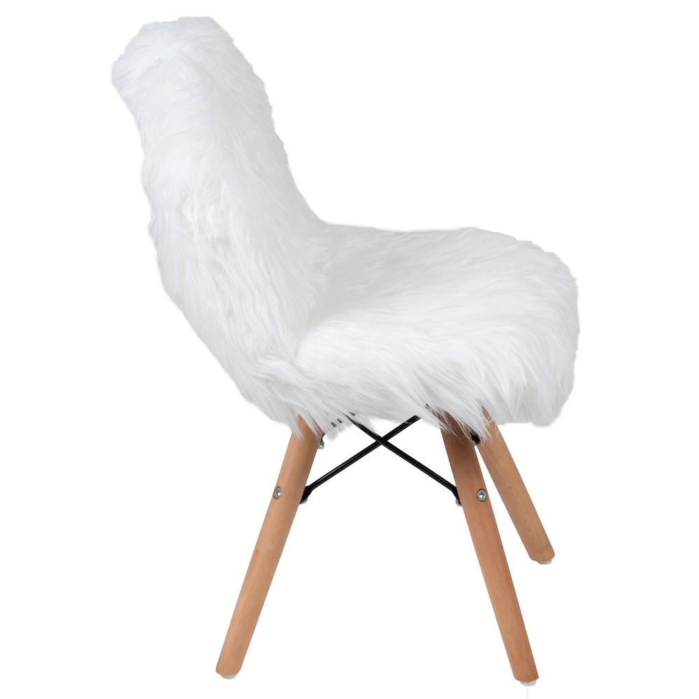 Faux Fur White Accent Chair - Shag Kids Chair for Ages 5-7 - Kids Playroom Chair. Picture 8