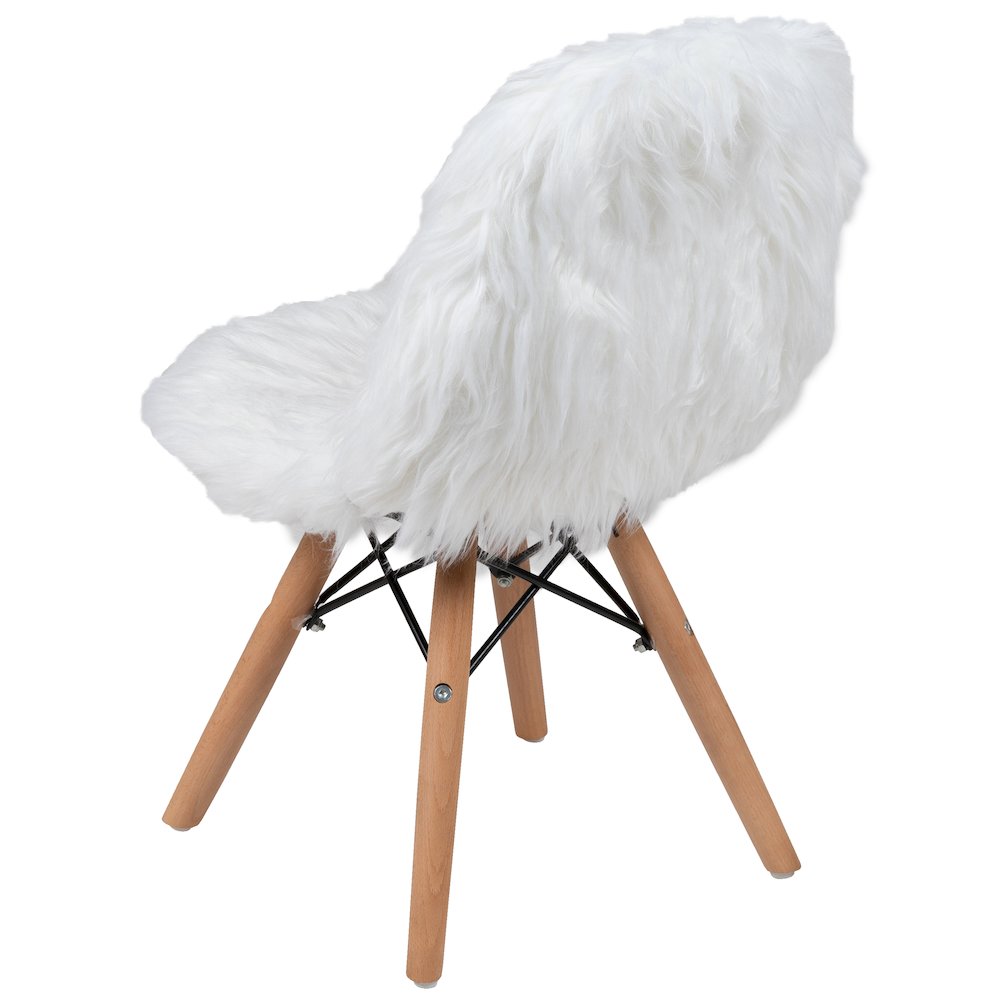 Faux Fur White Accent Chair - Shag Kids Chair for Ages 5-7 - Kids Playroom Chair. Picture 6
