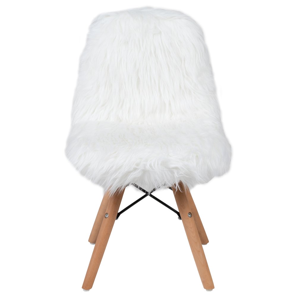 Faux Fur White Accent Chair - Shag Kids Chair for Ages 5-7 - Kids Playroom Chair. Picture 9