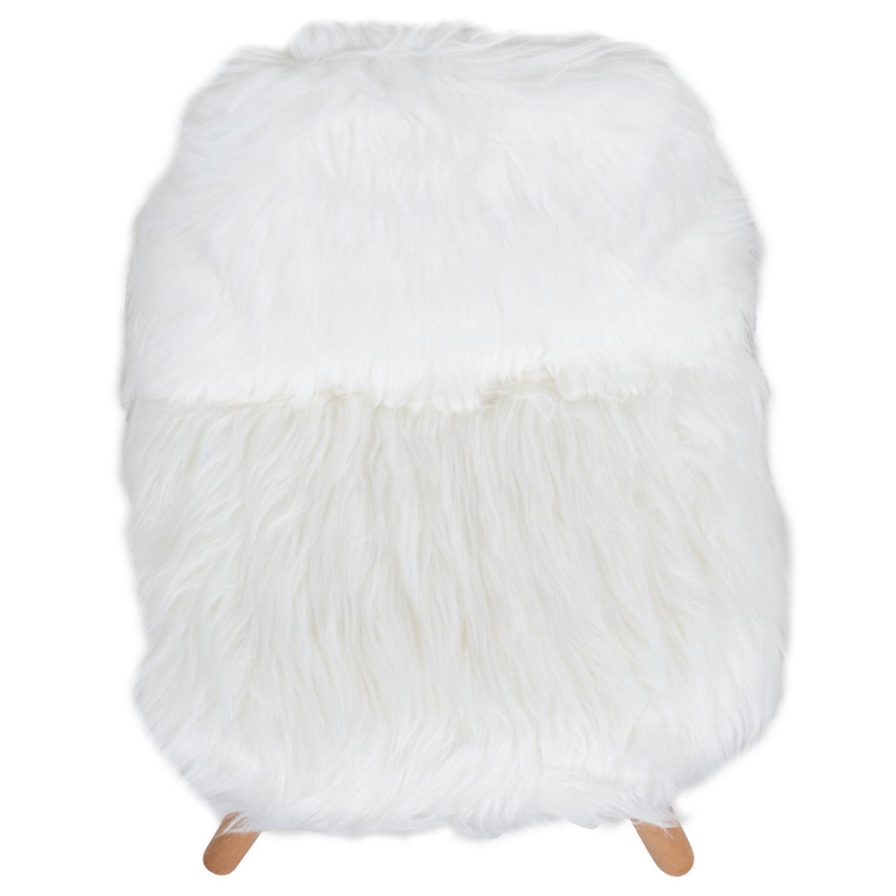 Faux Fur White Accent Chair - Shag Kids Chair for Ages 5-7 - Kids Playroom Chair. Picture 10