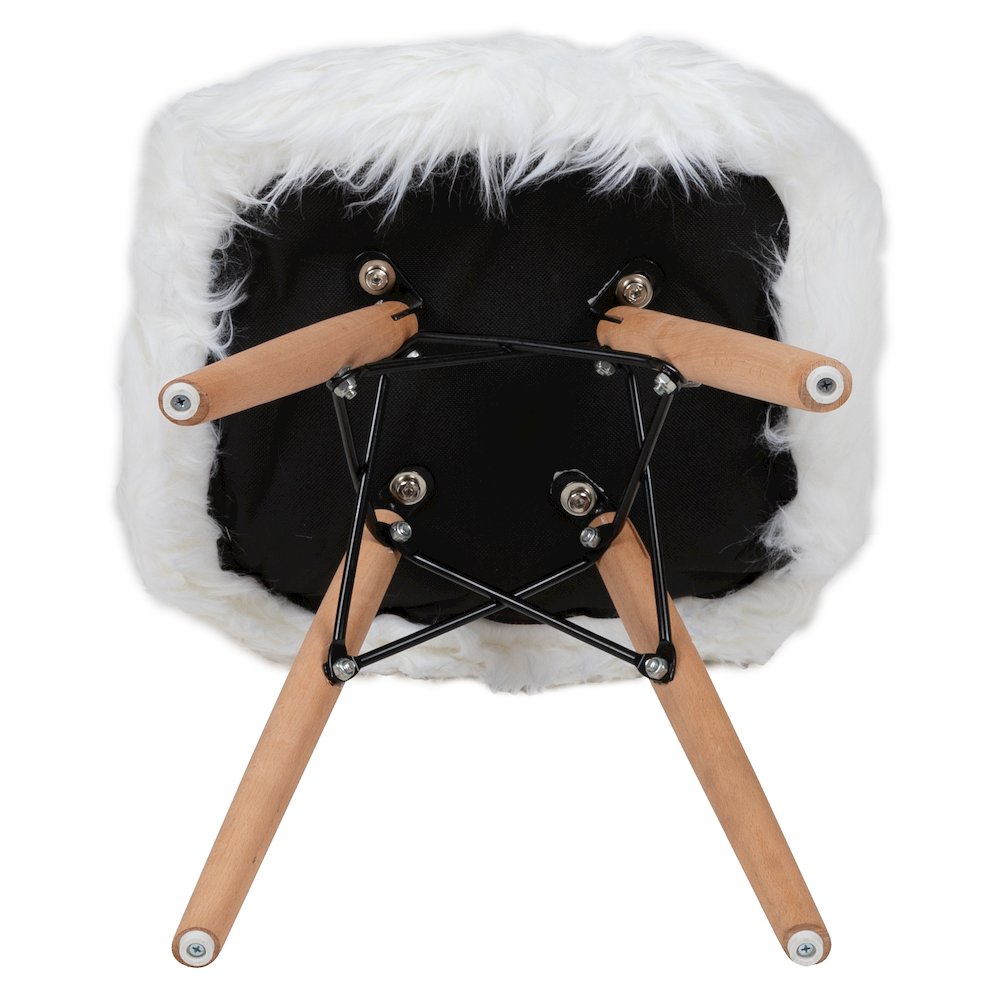 Faux Fur White Accent Chair - Shag Kids Chair for Ages 5-7 - Kids Playroom Chair. Picture 11