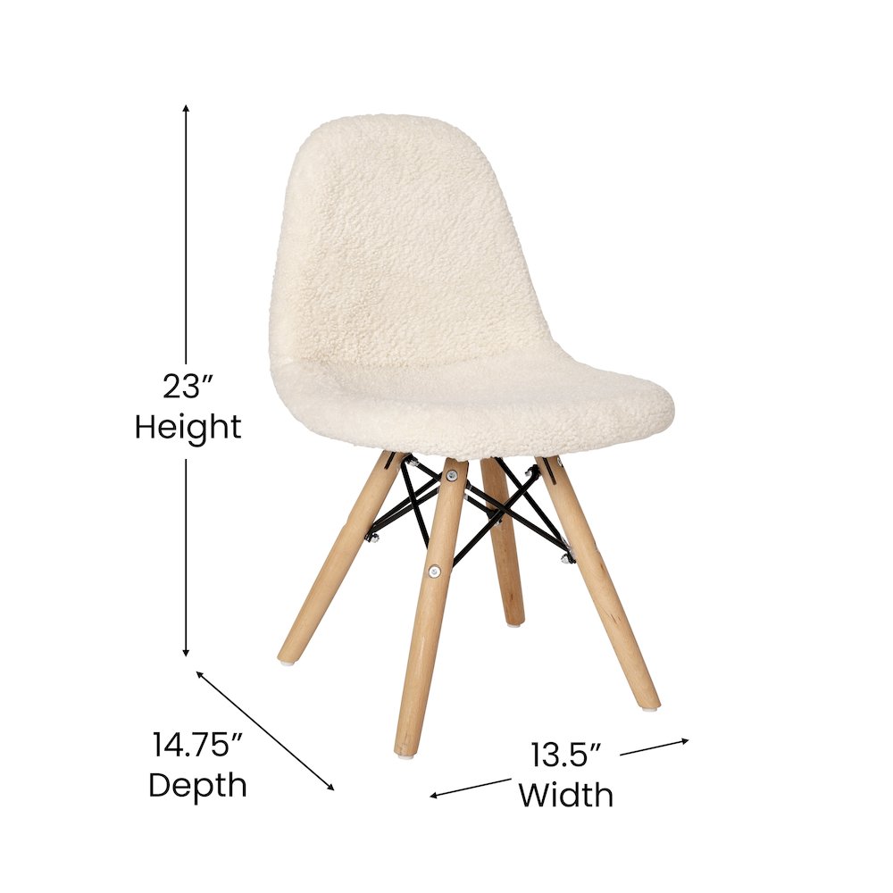 Kid's Padded Armless Faux Shearling Accent Chair in Off-White. Picture 5
