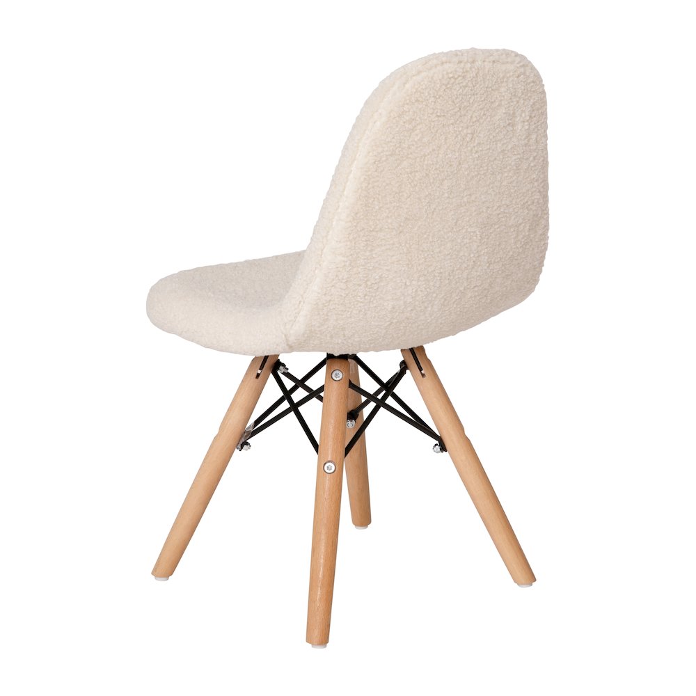 Kid's Padded Armless Faux Shearling Accent Chair in Off-White. Picture 6
