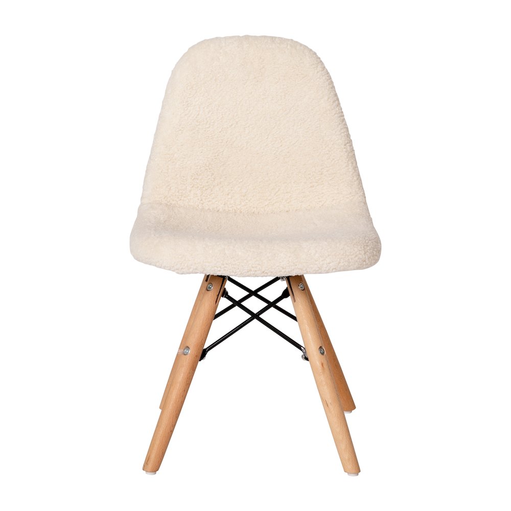 Kid's Padded Armless Faux Shearling Accent Chair in Off-White. Picture 9