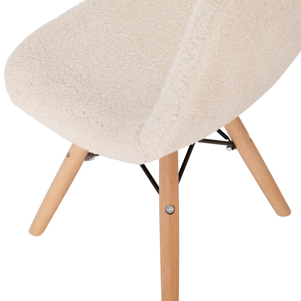 Kid's Padded Armless Faux Shearling Accent Chair in Off-White. Picture 7
