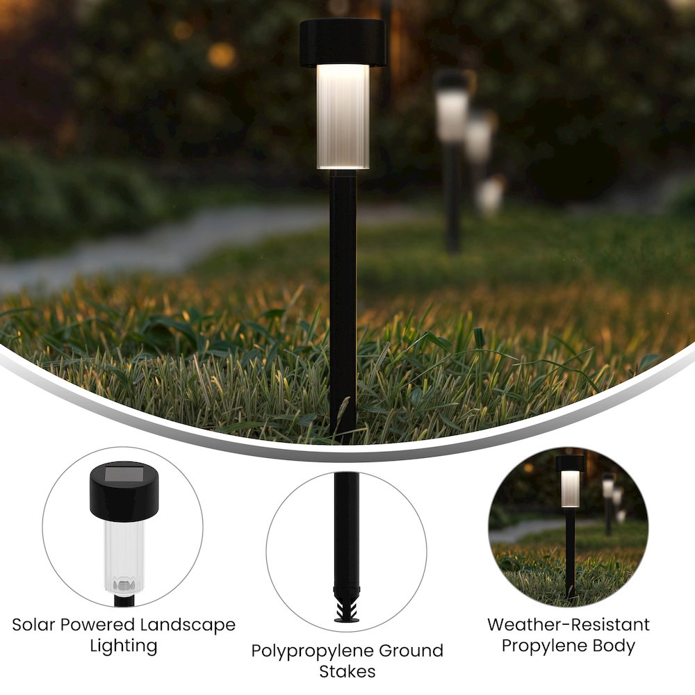 Outdoor Solar Powered LED Decorative Stake Lights - Set of 12, Black. Picture 4