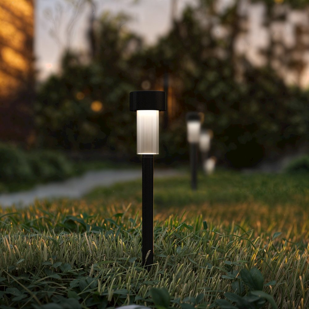 Outdoor Solar Powered LED Decorative Stake Lights - Set of 12, Black. Picture 3