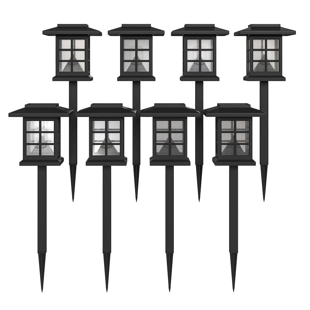 8 Pack Black Lantern LED Solar Lights Weather Resistant Solar Powered Lights. Picture 3