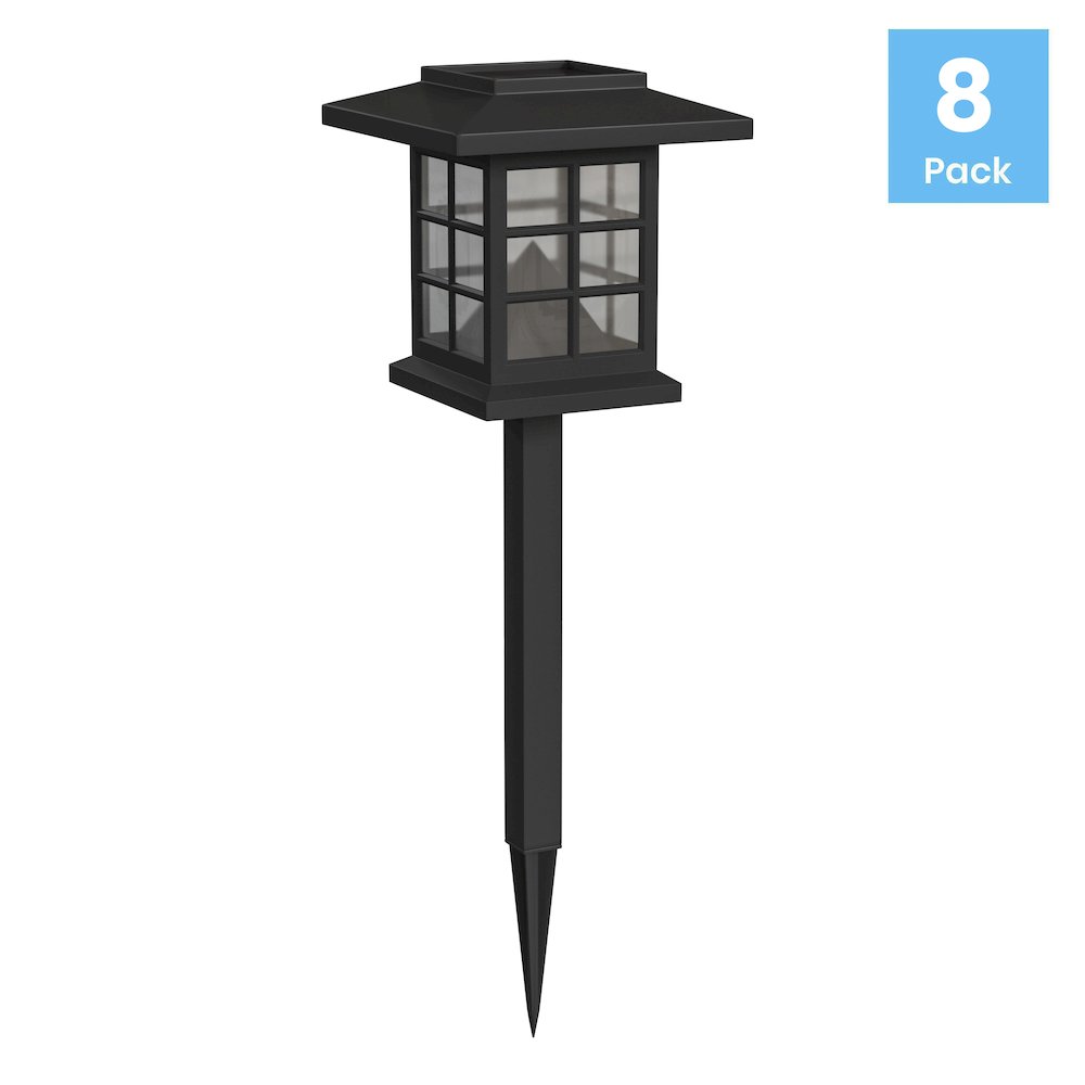 8 Pack Black Lantern LED Solar Lights Weather Resistant Solar Powered Lights. Picture 1