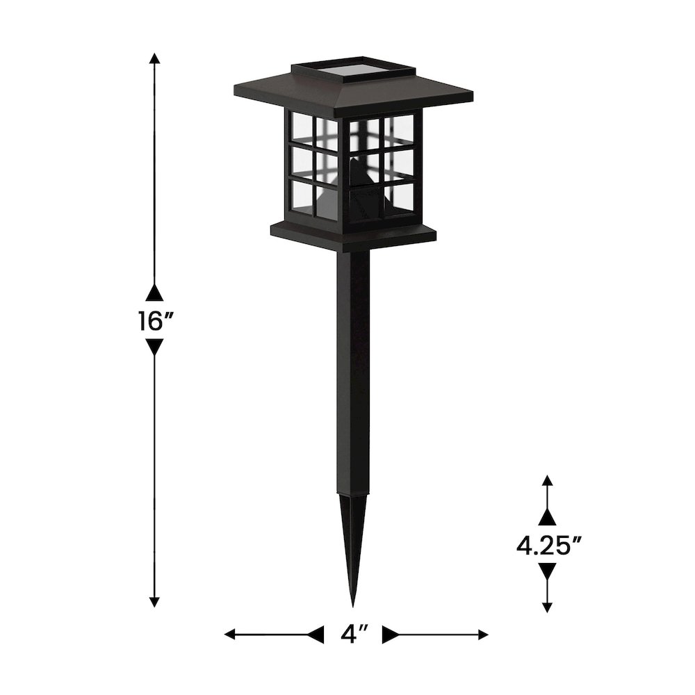 Solar Powered LED Lantern Style Landscaping Lights - Set of 8, Brown. Picture 5