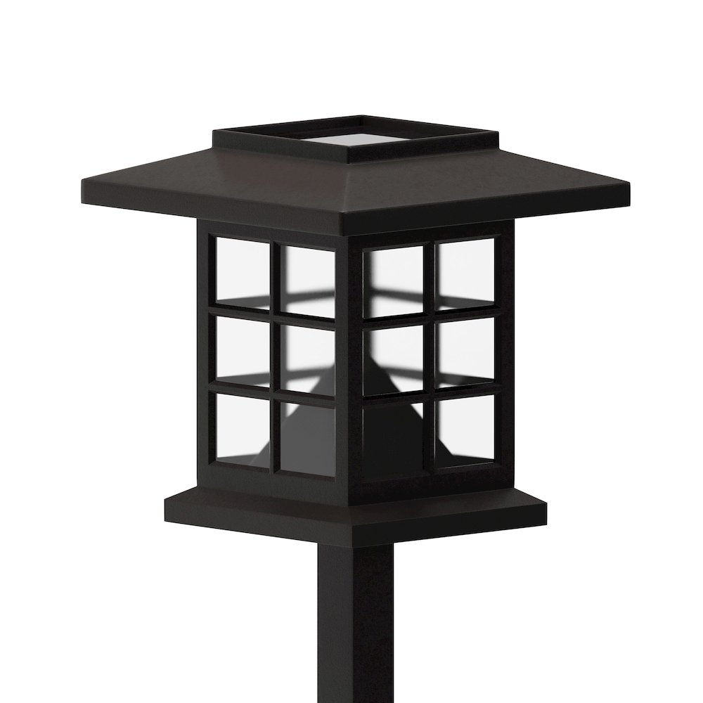 Solar Powered LED Lantern Style Landscaping Lights - Set of 8, Brown. Picture 6