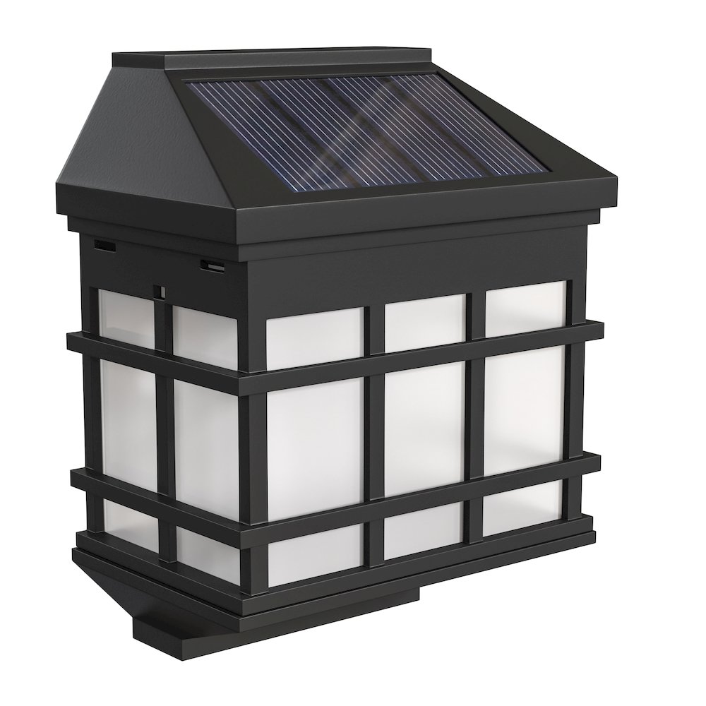 Holder 6 Pack Wall Mount LED Solar Lights - Weather Resistant Black. Picture 8