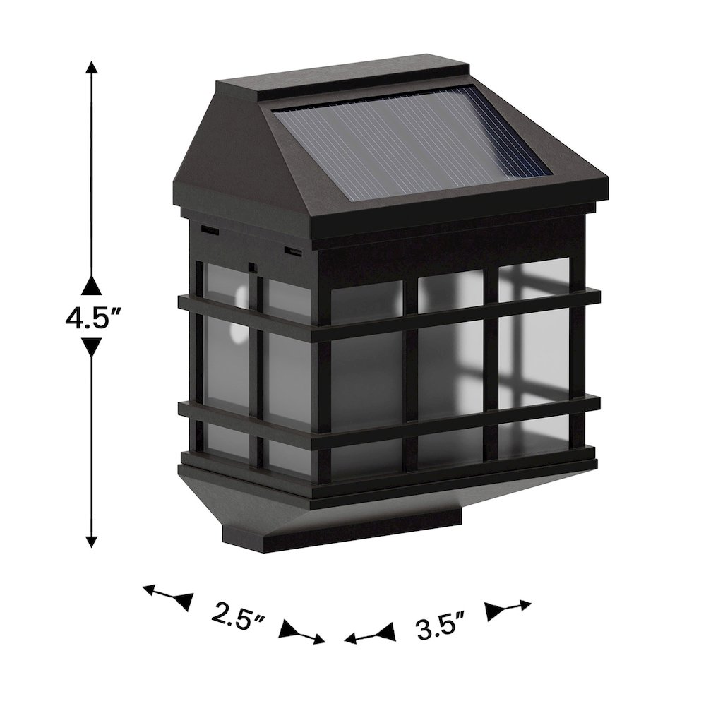 Solar Powered LED Lantern Style Deck and Fence Lights - Set of 6, Brown. Picture 5