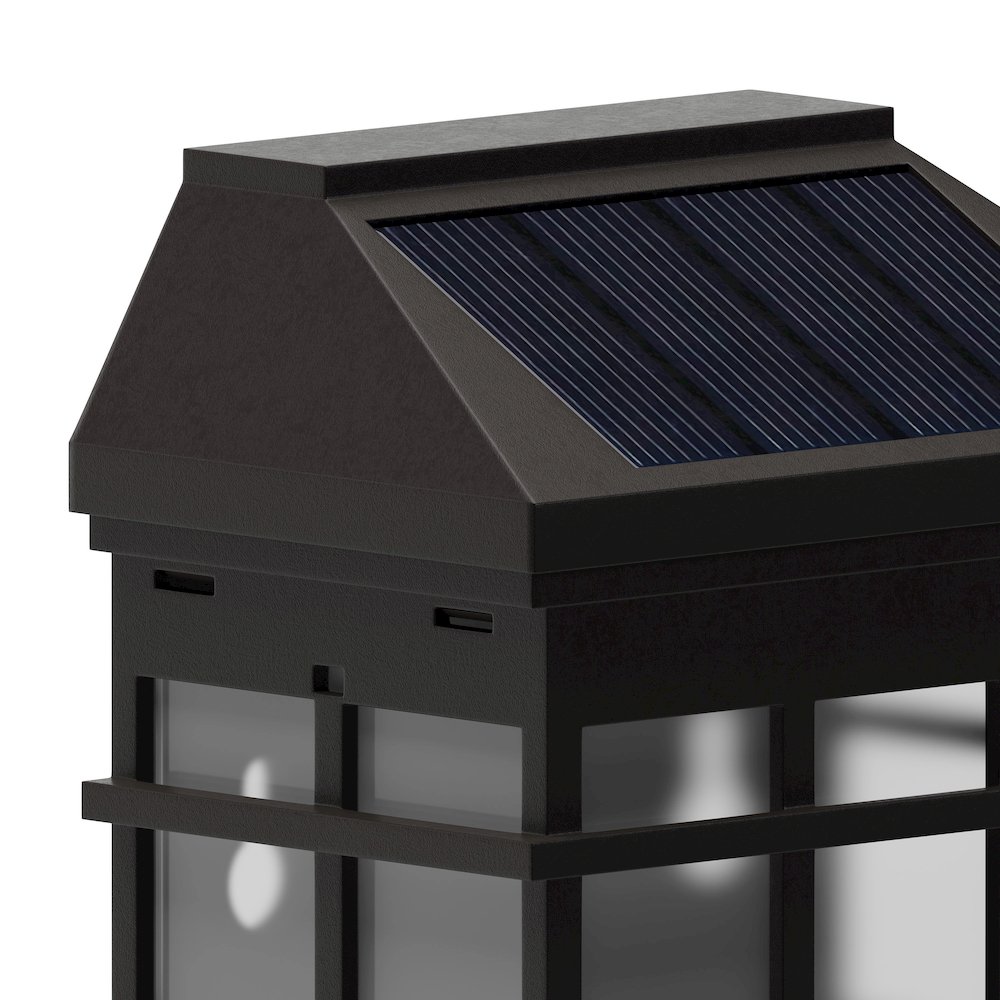 Solar Powered LED Lantern Style Deck and Fence Lights - Set of 6, Brown. Picture 7