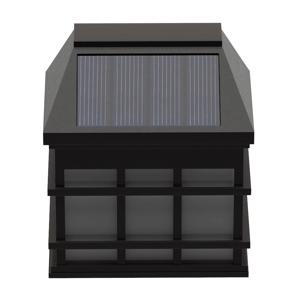 Solar Powered LED Lantern Style Deck and Fence Lights - Set of 6, Brown. Picture 10