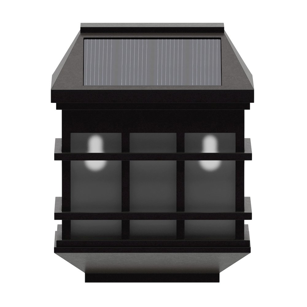 Solar Powered LED Lantern Style Deck and Fence Lights - Set of 6, Brown. Picture 9