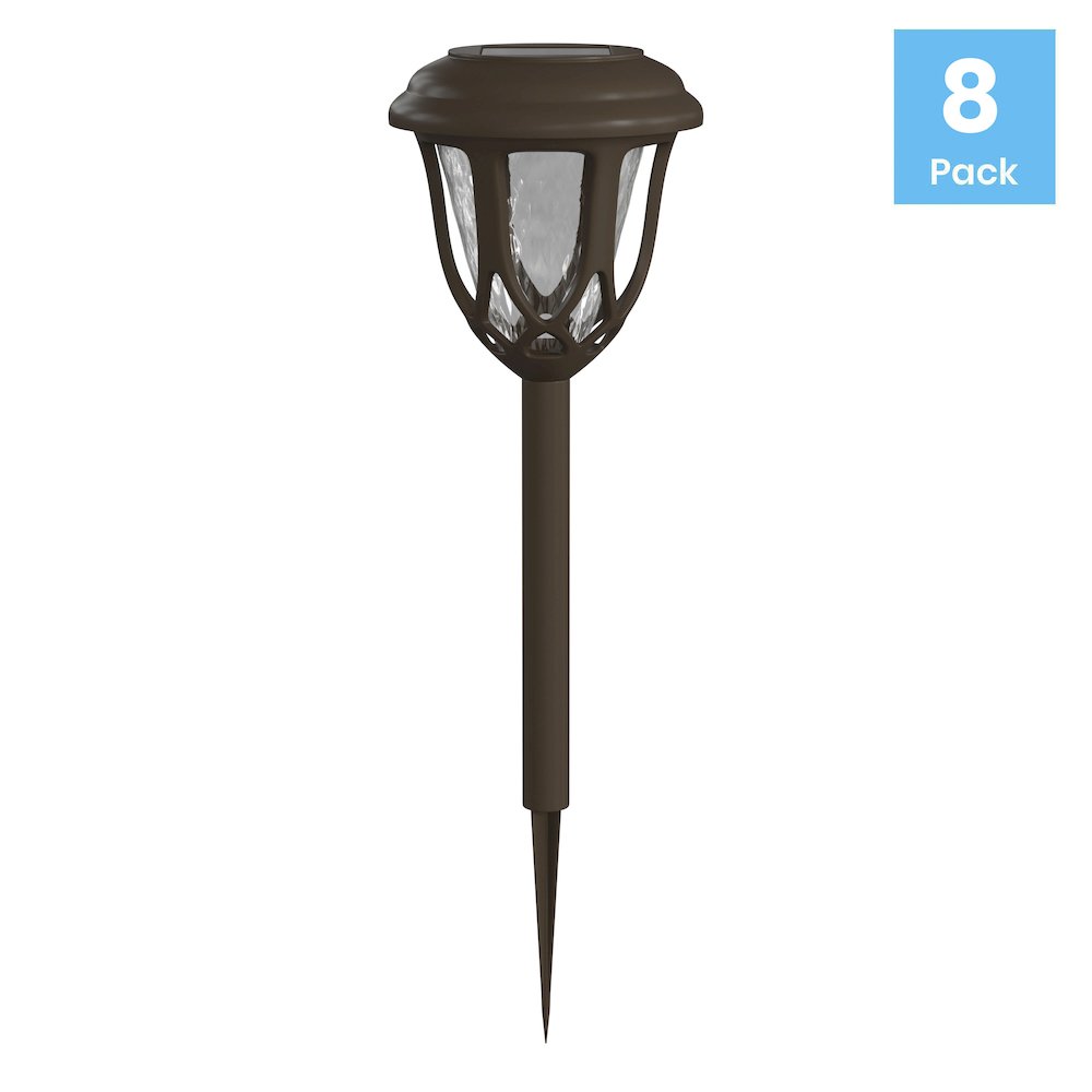 8 Pack Brown Tulip Design LED Solar Lights Weather Resistant. Picture 1