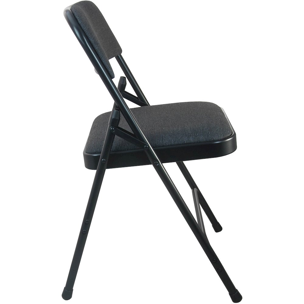Advantage Black Padded Metal Folding Chair - Black 1-in Fabric Seat. Picture 4