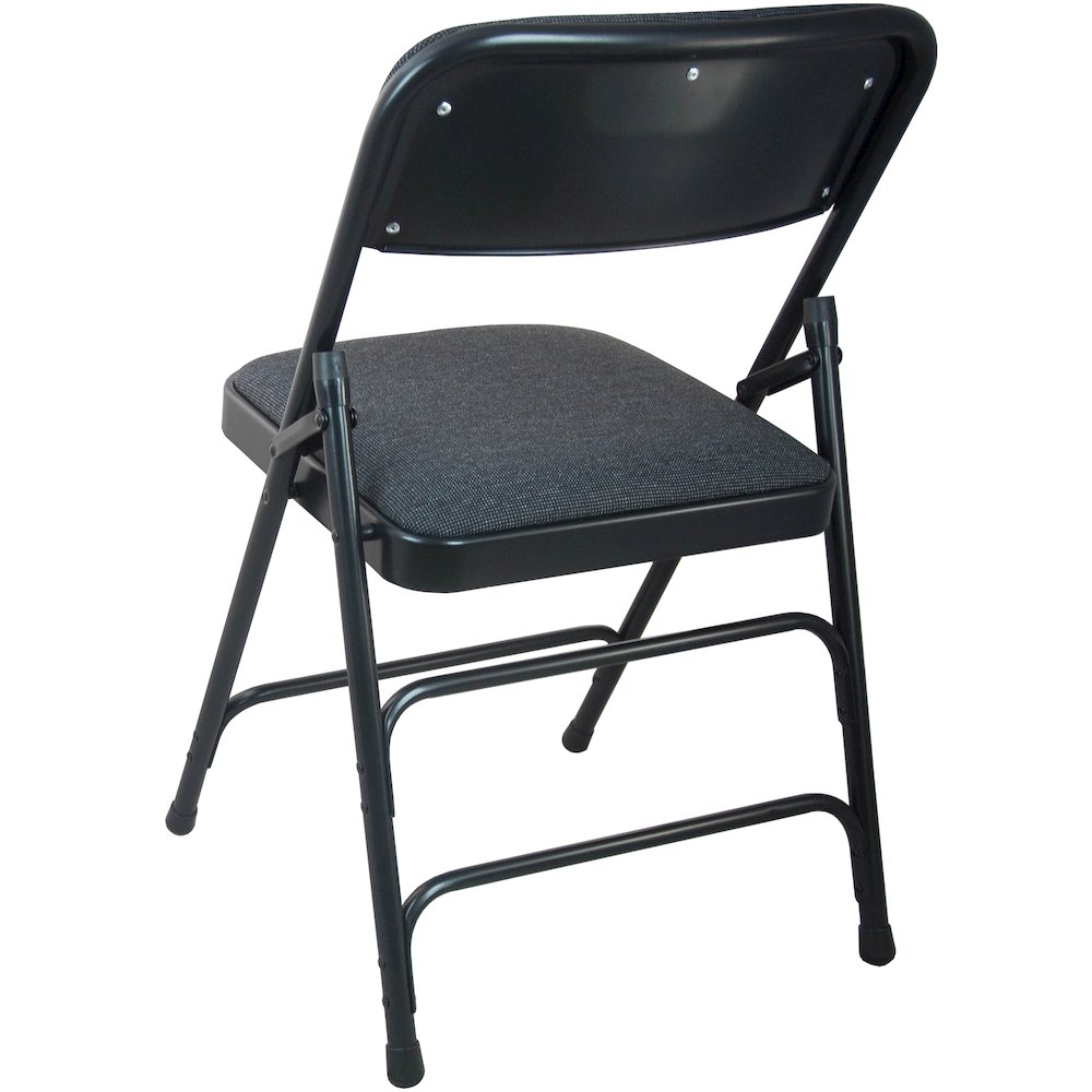 Advantage Black Padded Metal Folding Chair - Black 1-in Fabric Seat. Picture 1