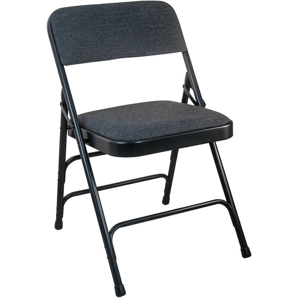 Advantage Black Padded Metal Folding Chair - Black 1-in Fabric Seat. Picture 3