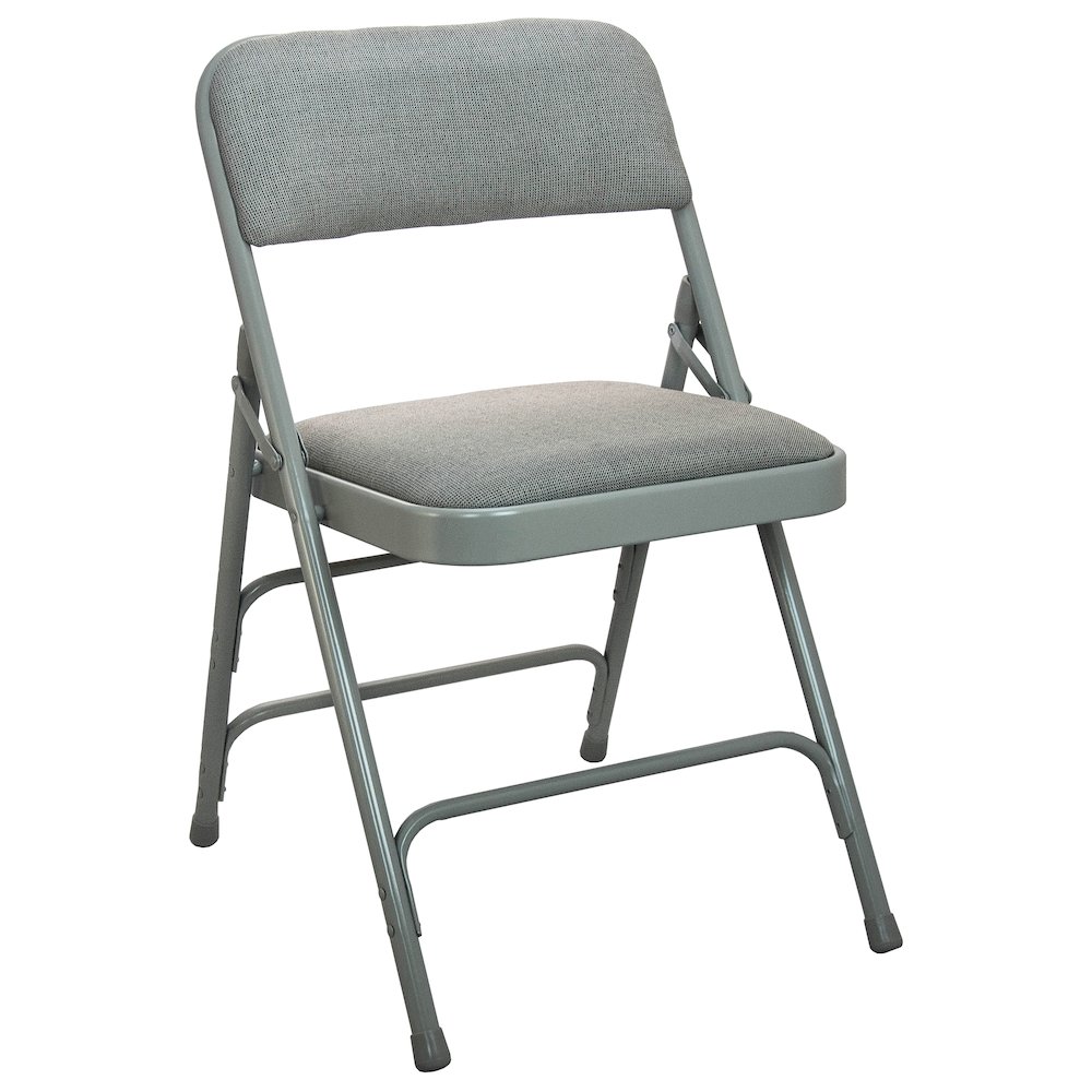 Advantage Grey Padded Metal Folding Chair - Grey 1-in Fabric Seat. Picture 2