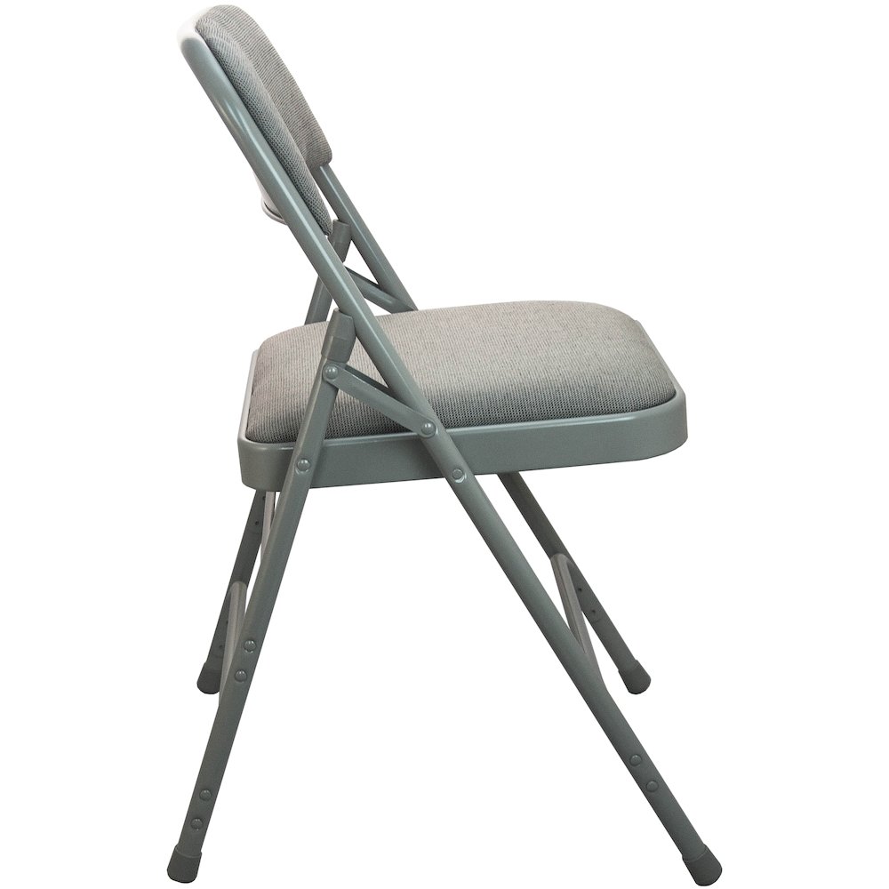 Advantage Grey Padded Metal Folding Chair - Grey 1-in Fabric Seat. Picture 4