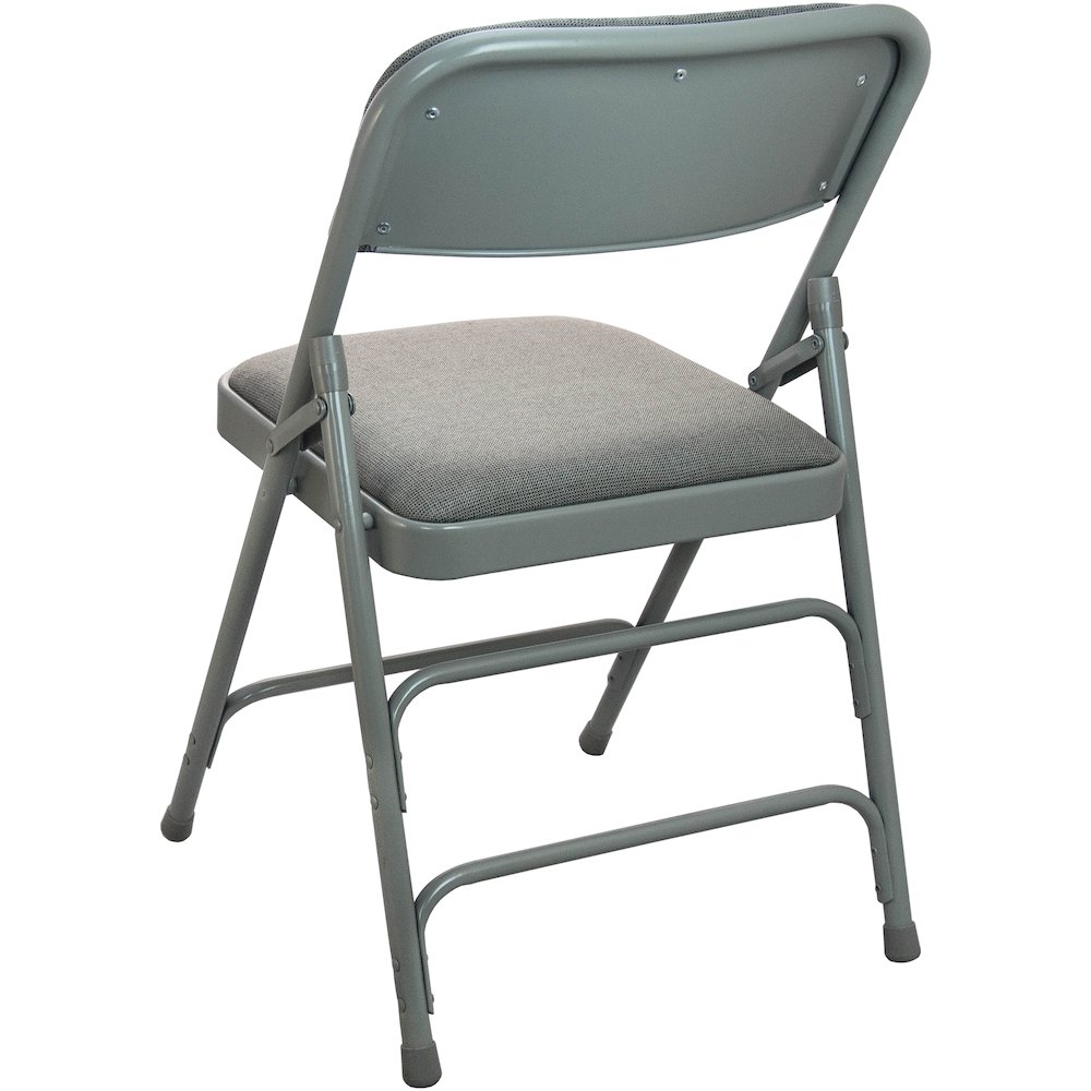 Advantage Grey Padded Metal Folding Chair - Grey 1-in Fabric Seat. Picture 1