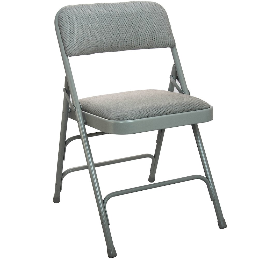 Advantage Grey Padded Metal Folding Chair - Grey 1-in Fabric Seat. Picture 3