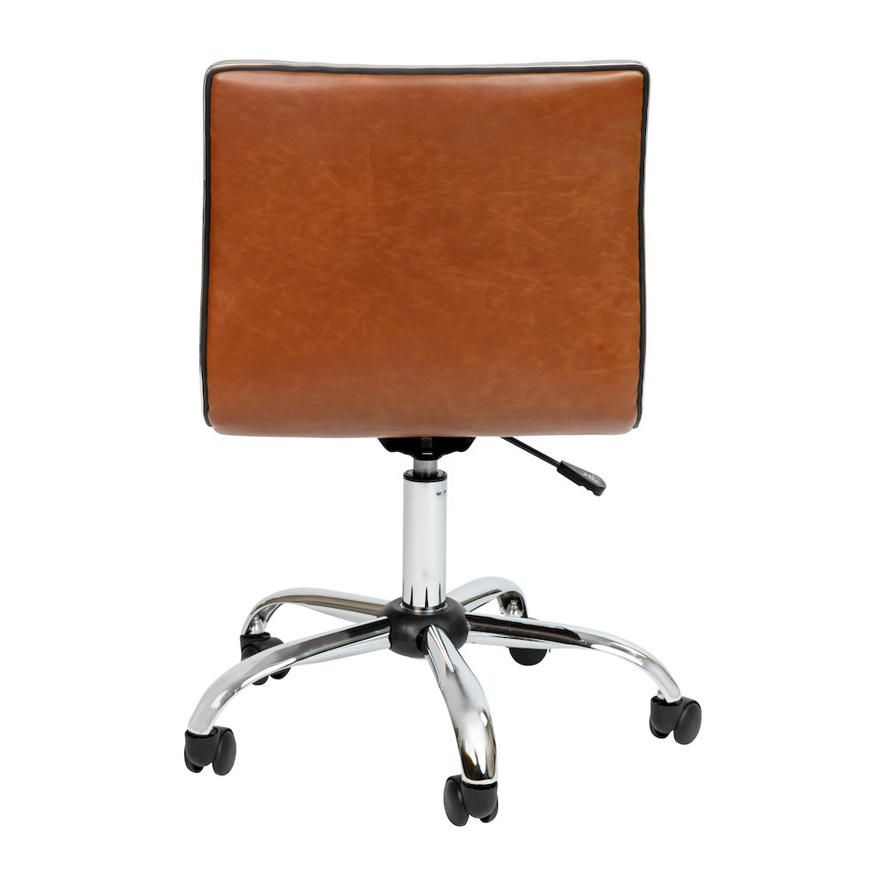 Low Back Designer Armless Brown Ribbed Swivel Task Office Chair. Picture 8
